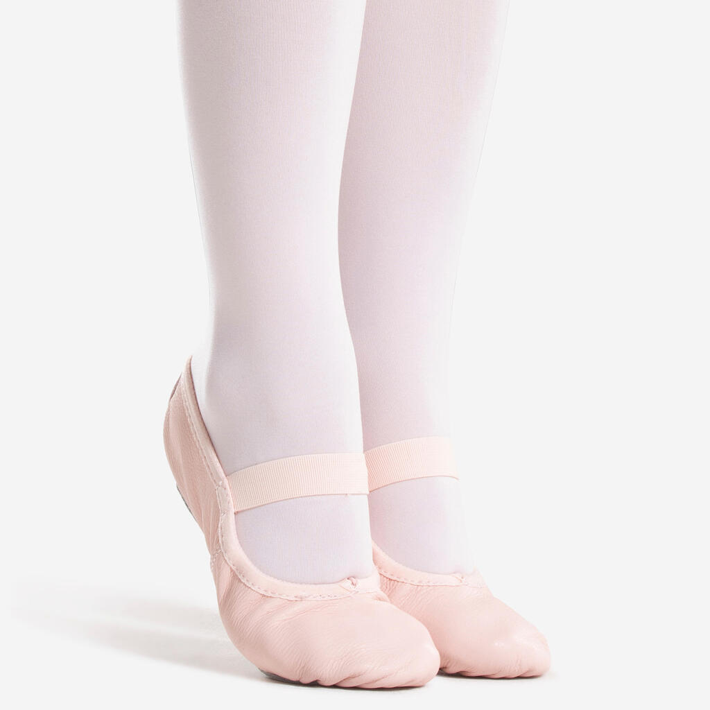 Ballettschuhe Leder Einsteiger durchgehende Sohle - rosa 