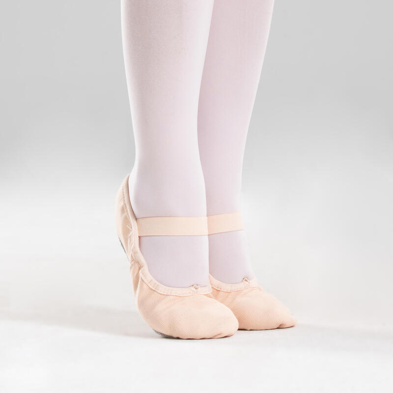 芭蕾舞全底軟足尖帆布鞋，尺寸8C至7 - 蜜桃色