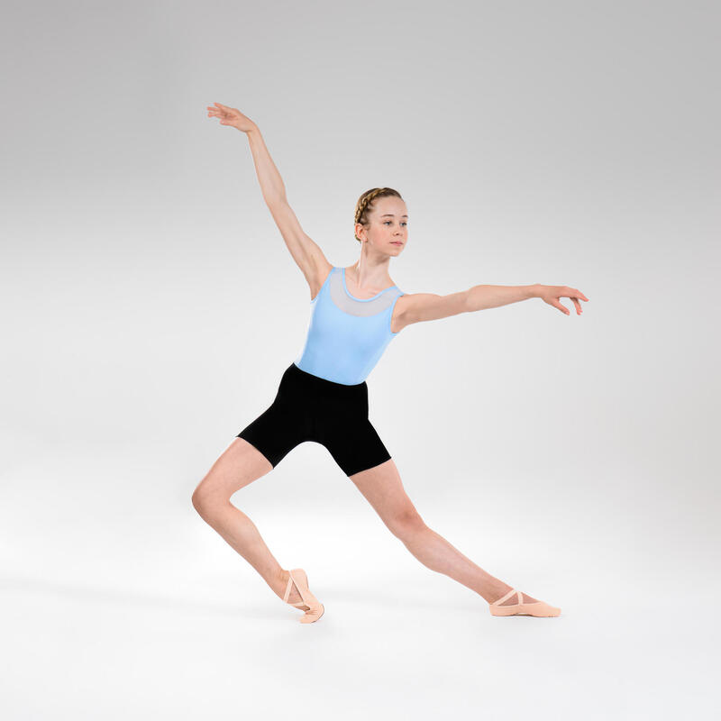 Dívčí baletní dres ze dvou materiálů modrý