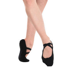 Balletschoenen stretch canvas demi-pointes met splitzool zwart maat 41-42