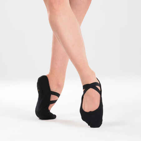 Stretch Canvas Split-Sole Demi-Pointe Ballet Shoes Size 9.5C to 6.5 - Black