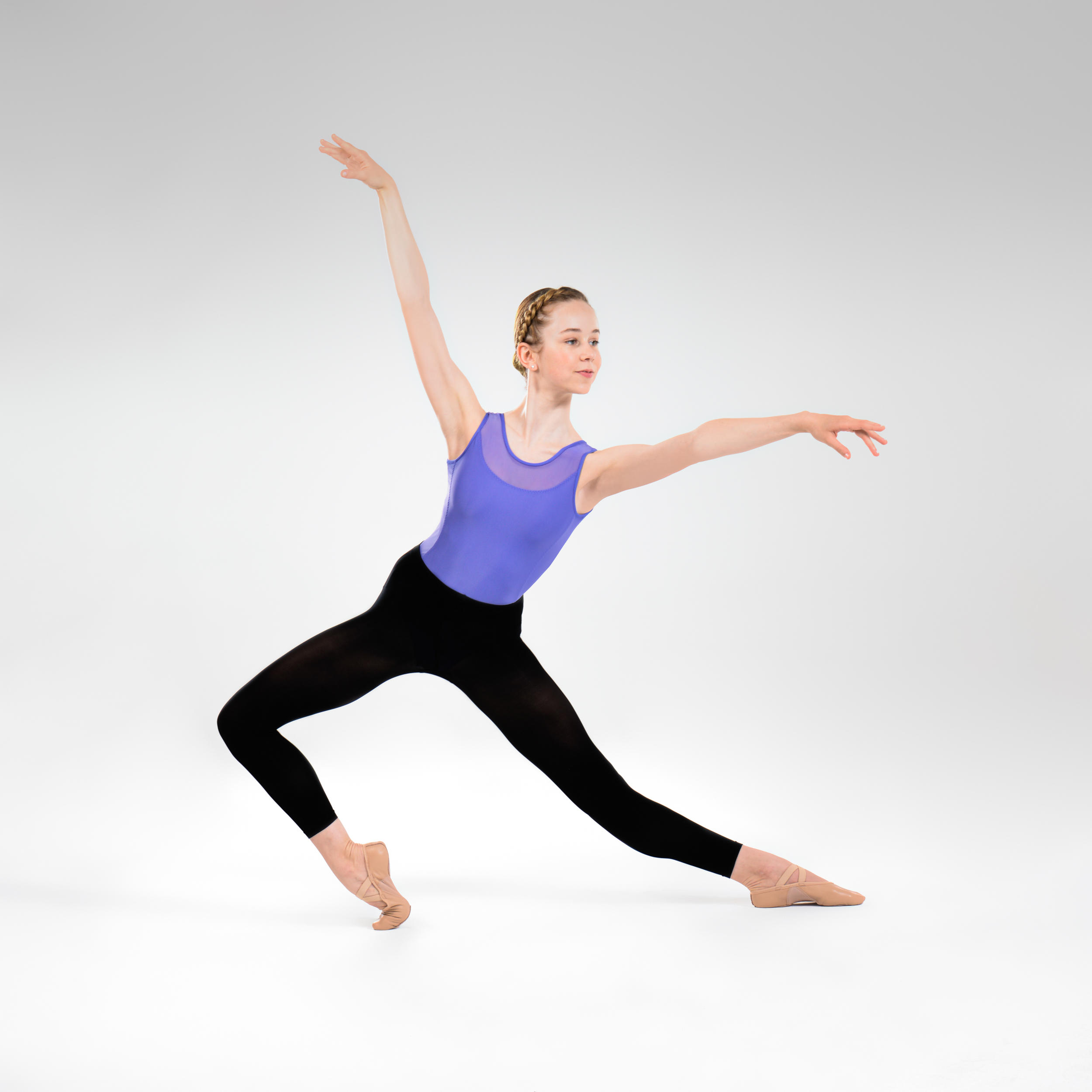 Justaucorps danse classique bleu bi-matière fille 2/9