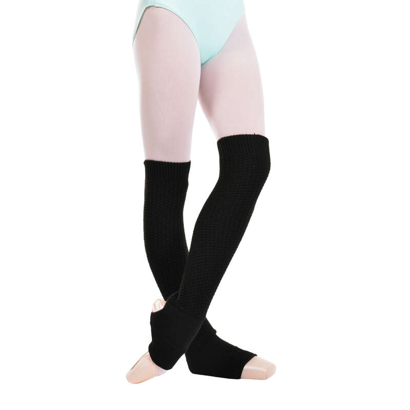 DOMYOS Women's Stirrup Leg Warmers Black Decathlon