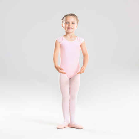 Girls' Short-Sleeved Ballet Leotard - Light Pink - Decathlon