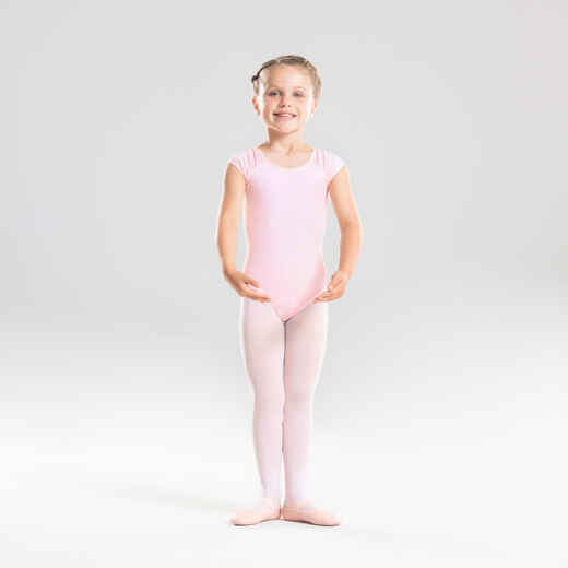 
      Girls' Short-Sleeved Ballet Leotard - Light Pink
  