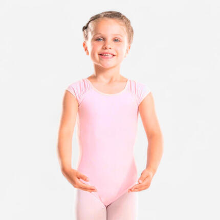 Justaucorps danse classique rose pale manches courtes fille