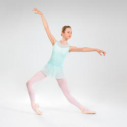 Justaucorps danse classique vert pâle bi-matière fille