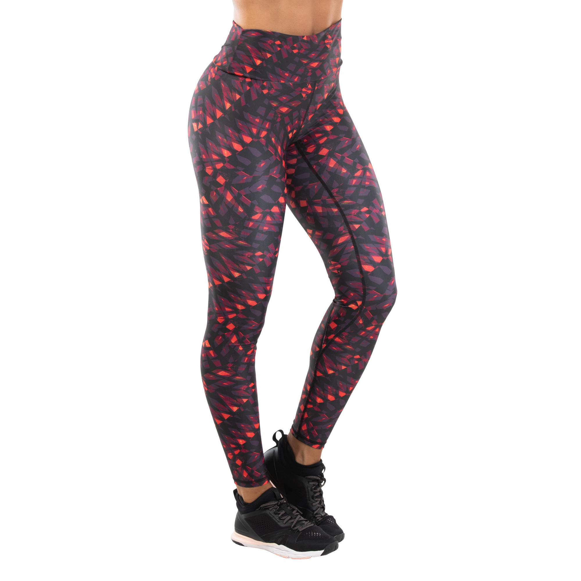 Women's Fitness Dance Leggings Red Print Domyos by Decathlon