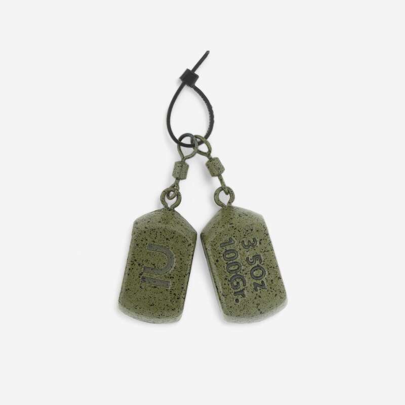 CAPERLAN Carp Fishing Square Weights 100g (x2) Decathlon