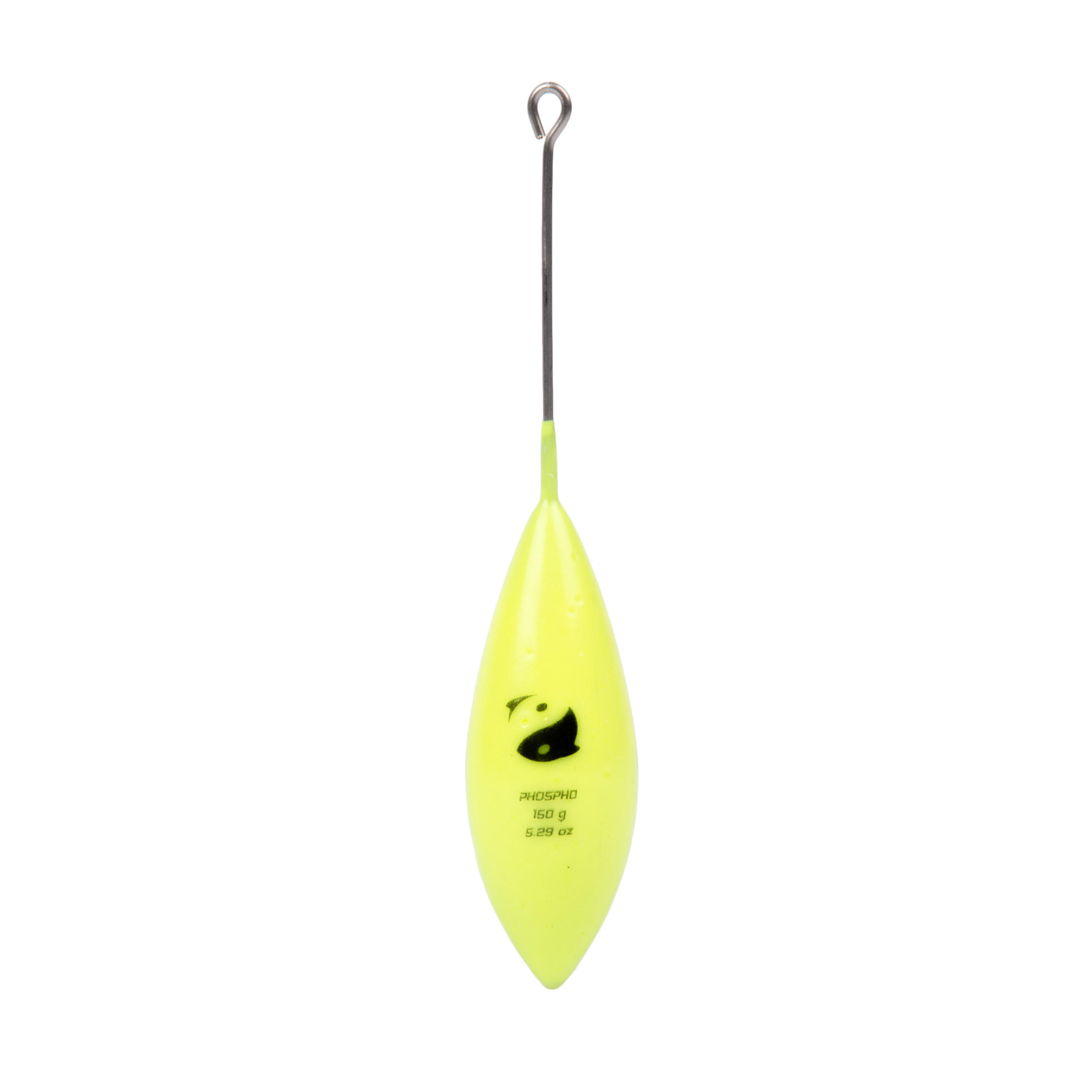 Fishing Surfcasting Bomb Sinker with Long Tail x2 - Phosphorescent Yellow 10/10