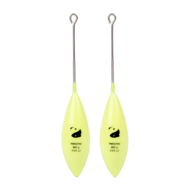 Chumbada Bomba para Pesca Surfcasting Haste Amarela Fosforescente x2