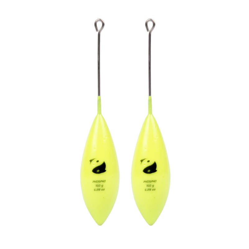 Chumbada Bomba para Pesca Surfcasting Haste Amarela Fosforescente x2