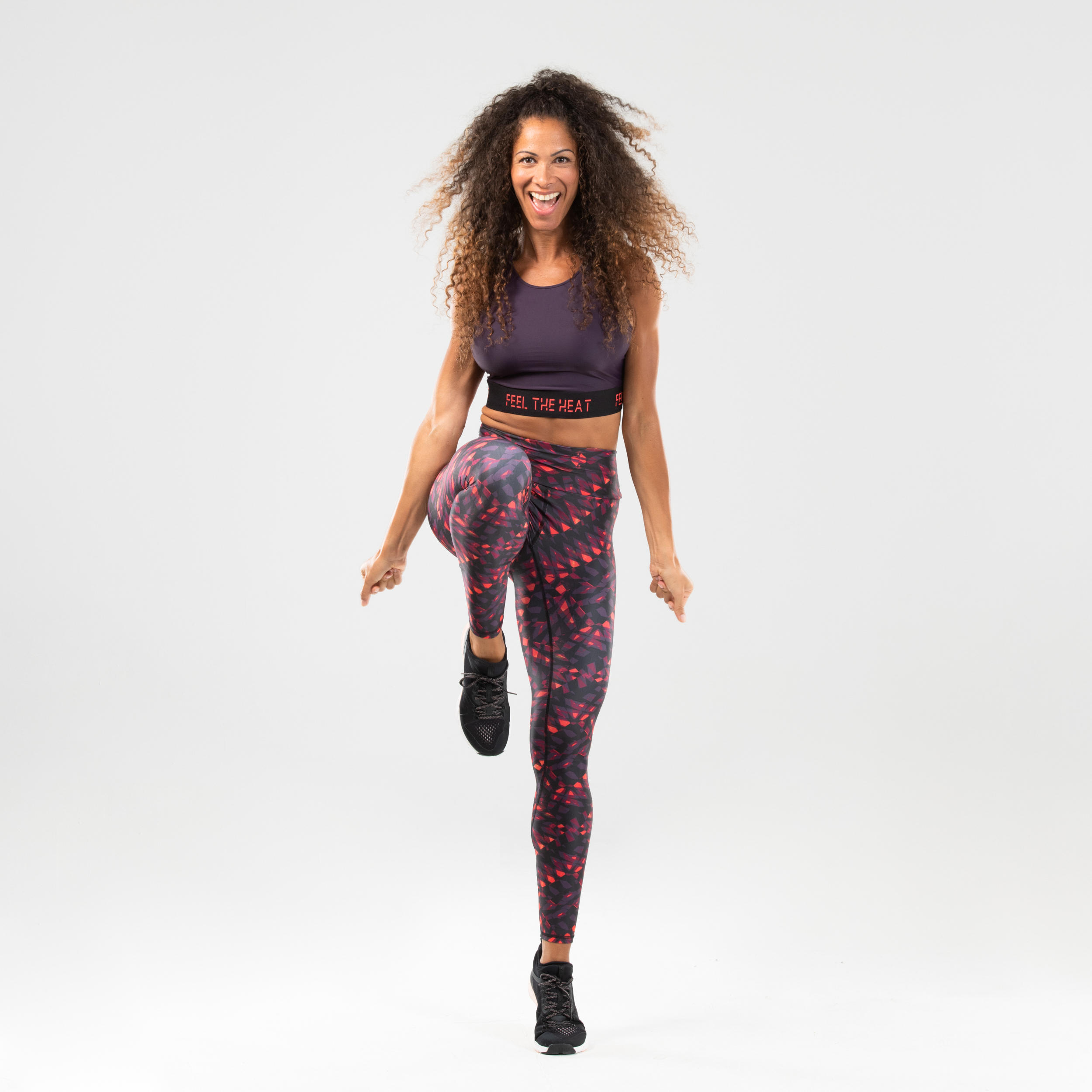 Women's Fitness Dance Crop Top - Purple Print 3/7