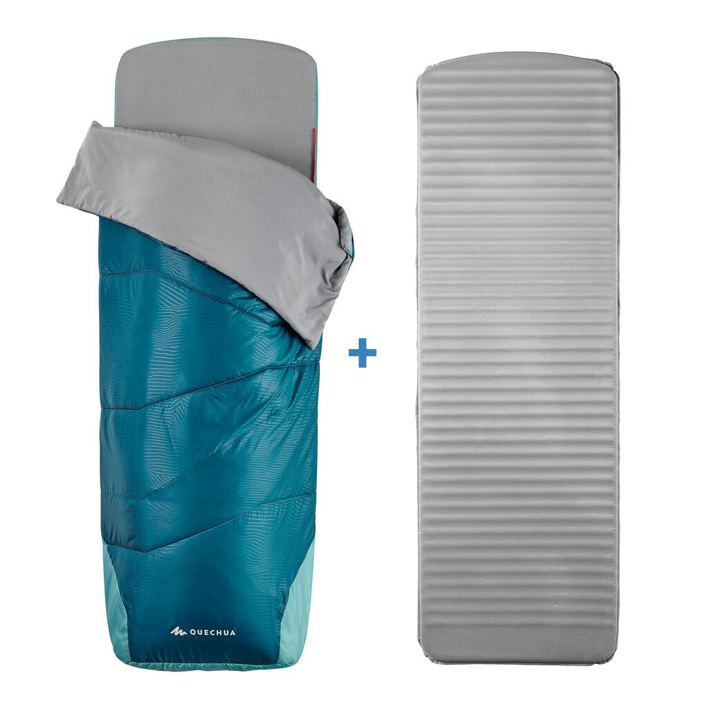 SAC DE COUCHAGE 2 EN 1 - SLEEPIN BED MH500 15°C L BLEU