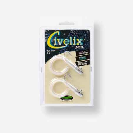 Civelix 12 cm 8g white x2 sea fishing soft lures