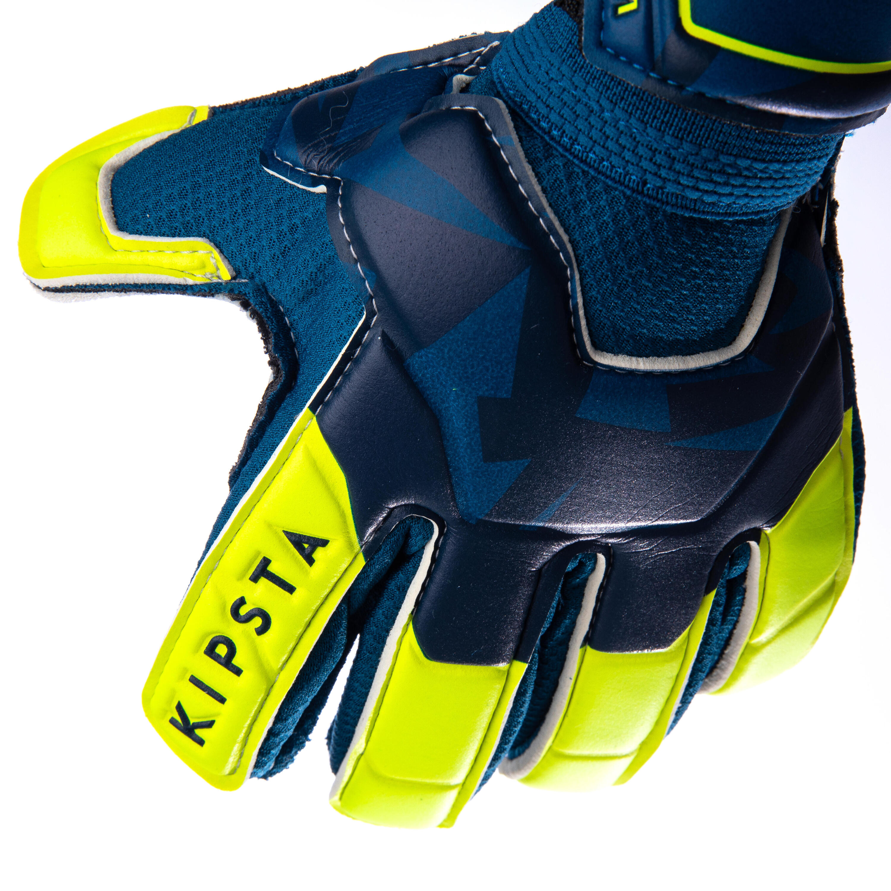 F500 Kids' Football Goalkeeper Gloves - Blue/Yellow 7/7