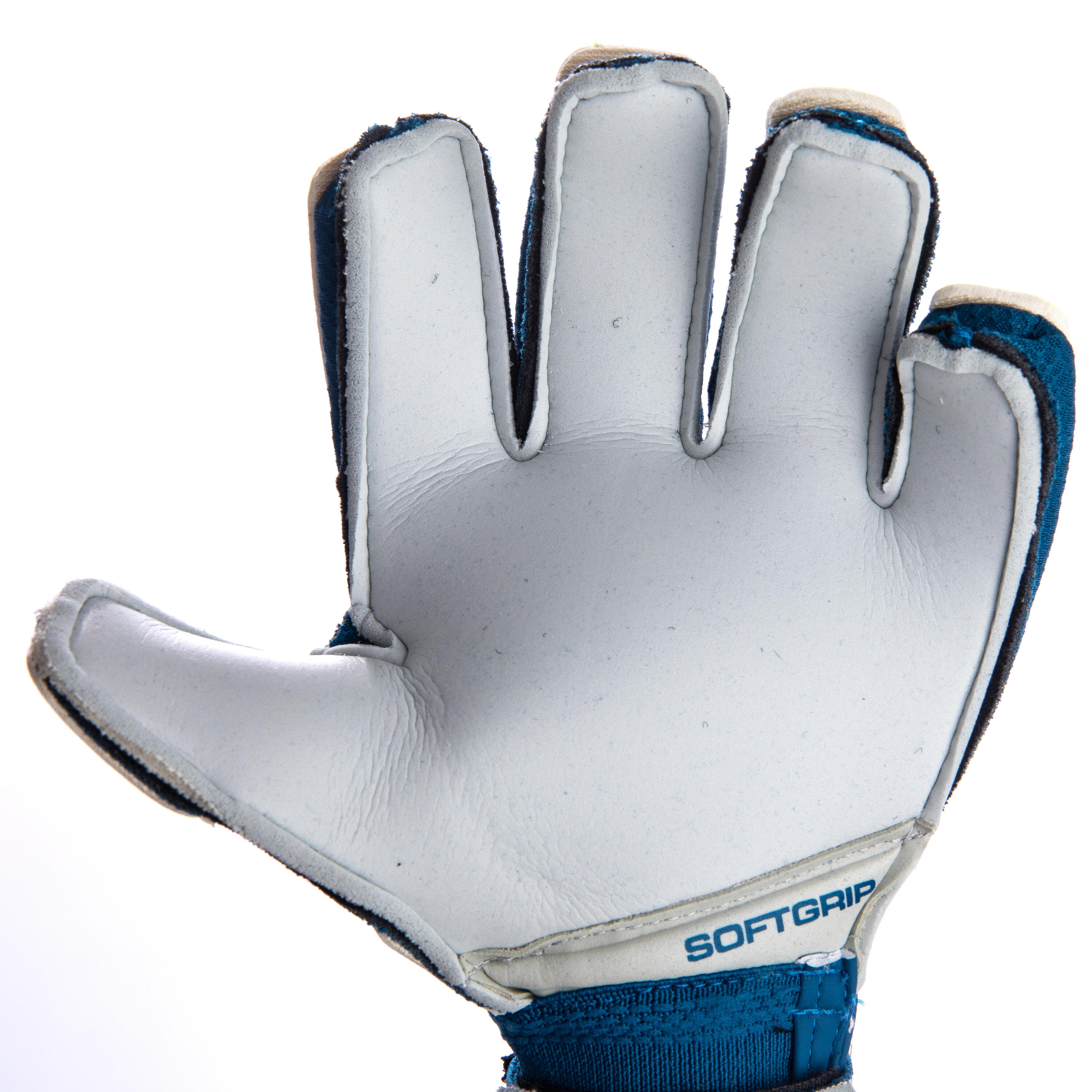 F500 Kids' Football Goalkeeper Gloves - Blue/Yellow 3/7