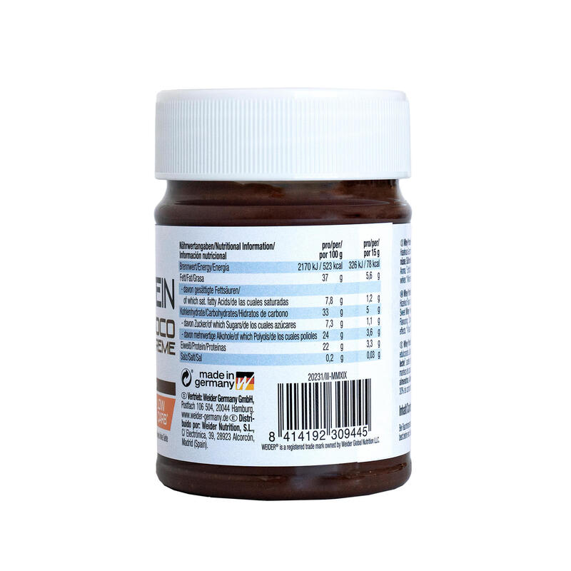 Crema de chocolate cacao y avellana Whey Protein 22% Weider 250 gr.