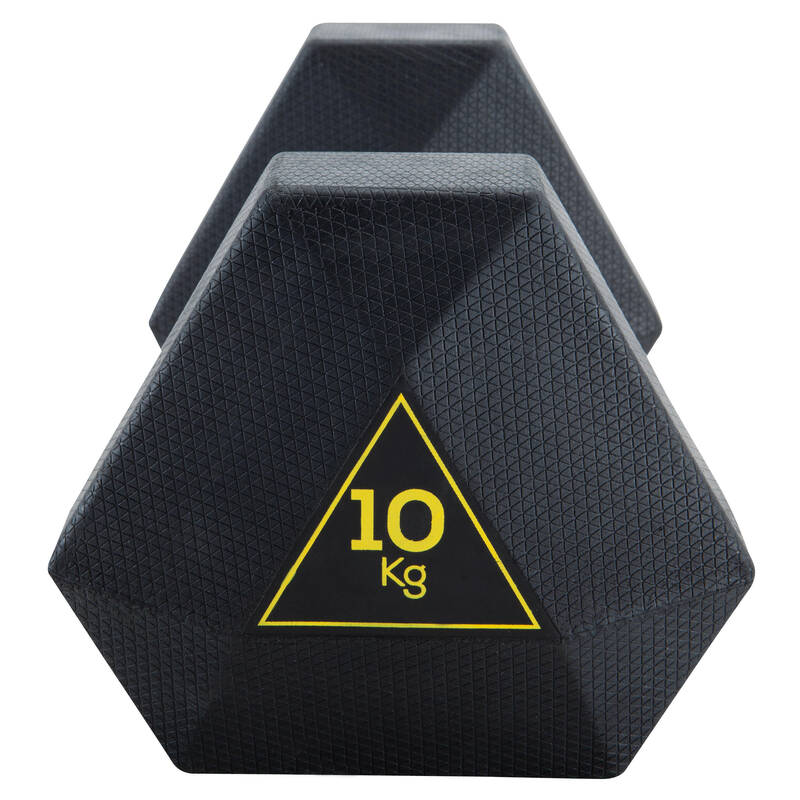 Mancuerna hexagonal de caucho 10kg Cross Training - Decathlon