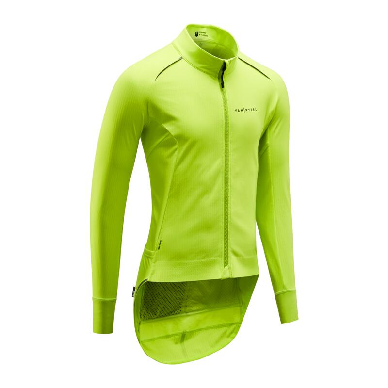 VESTE VELO ROUTE MANCHES LONGUES HIVER HOMME - RACER JAUNE