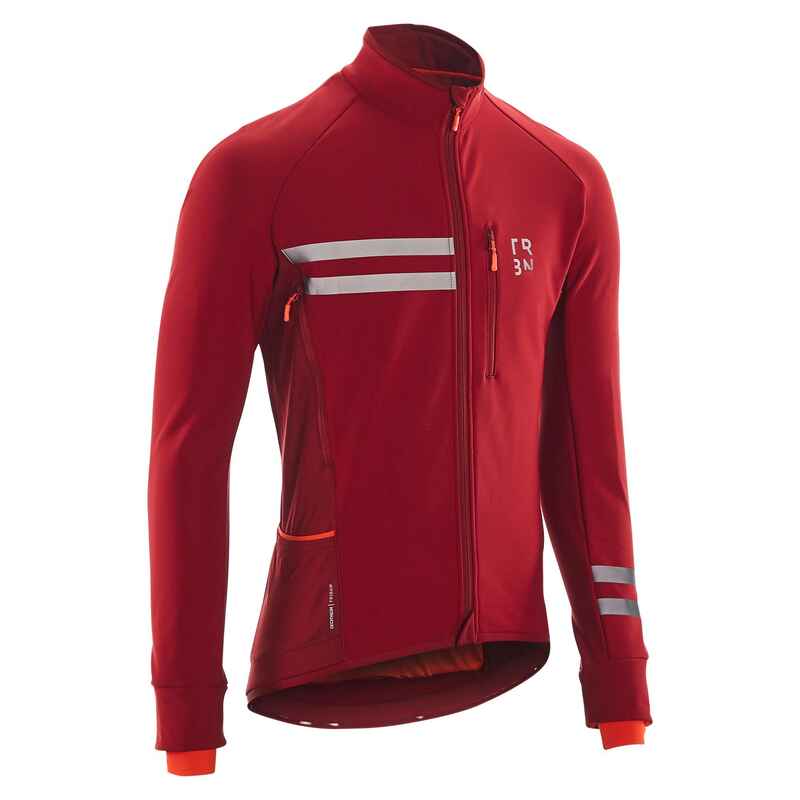 Men's LongSleeved Winter Road Cycling Jacket RC 500 Burgundy Decathlon