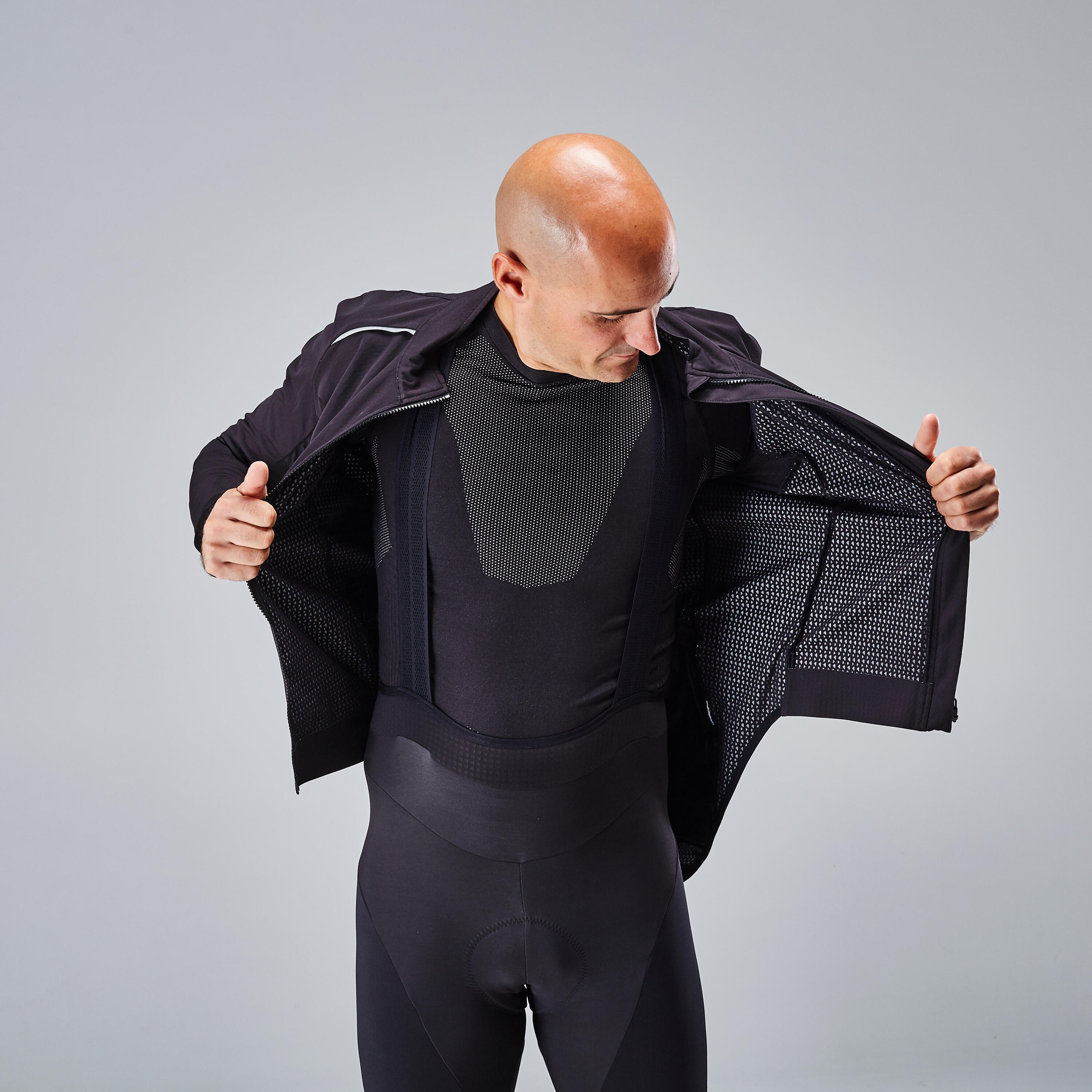 Men's Long-Sleeved Road Cycling Winter Jacket Racer - Black 5/8