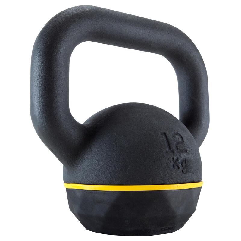 Ganteră Kettlebell din Fontă și Bază din Cauciuc - 12 kg