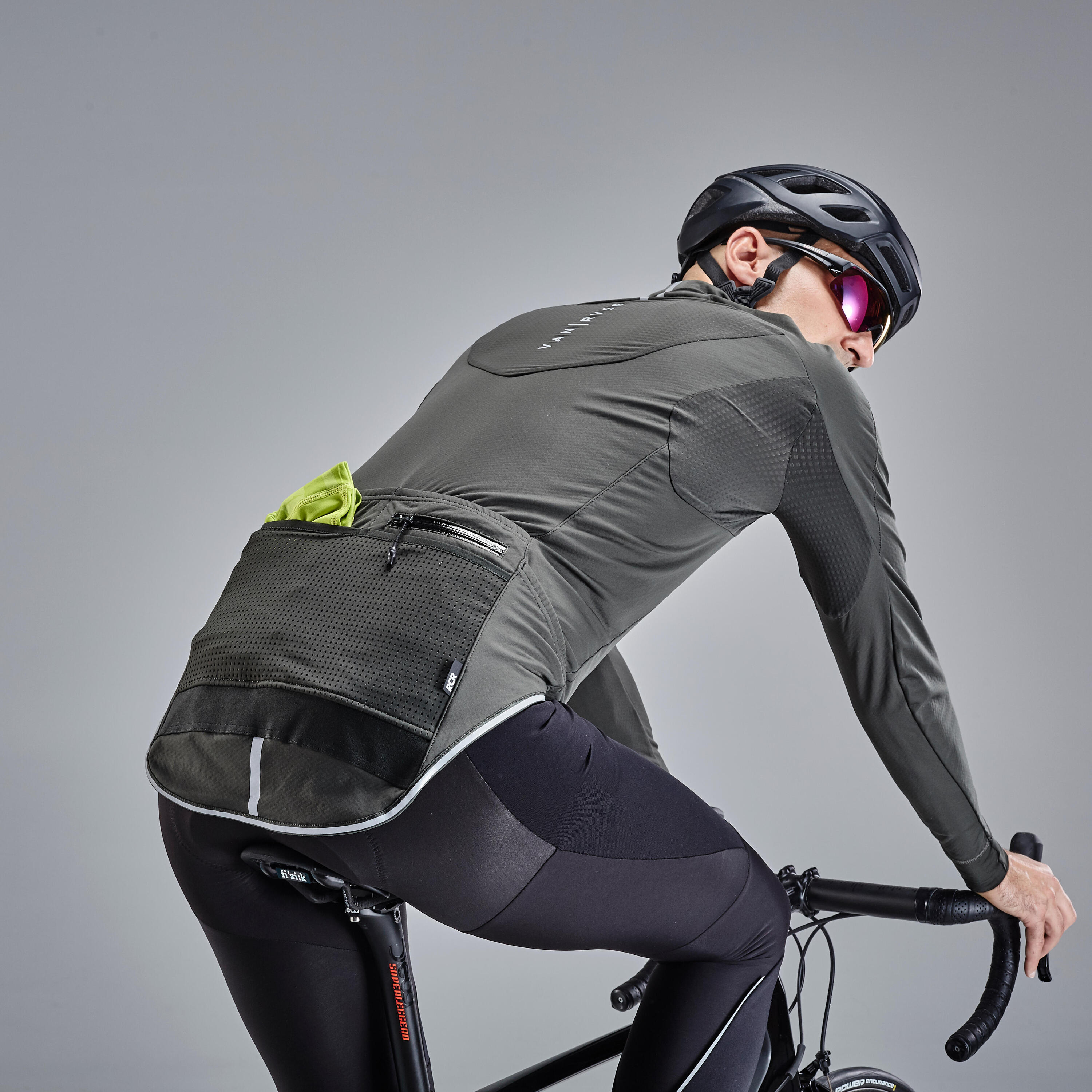 Men's Long-Sleeved Road Cycling Winter Jacket Racer - Khaki 13/15