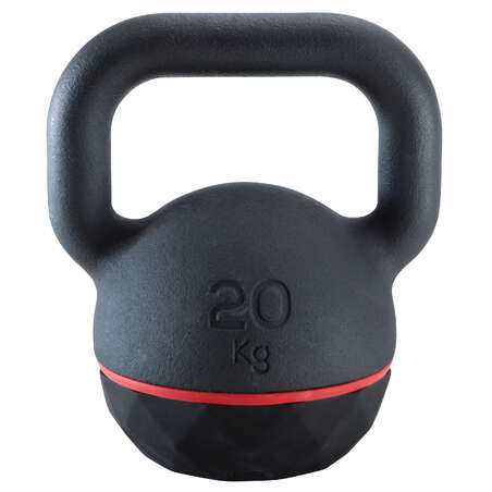 Kettlebell en fonte et base caoutchouc - 20 kg