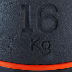 Kettlebell de musculation en fonte et base caoutchouc - 16 kg