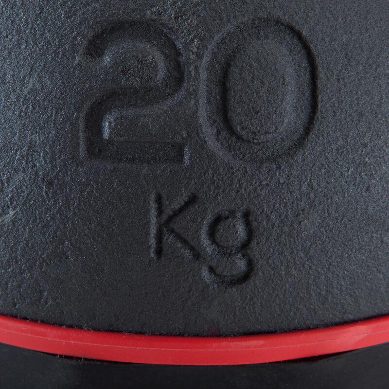 Kugelhantel Kettlebell Gusseisen und Basis aus Gummi ‒ 20 kg