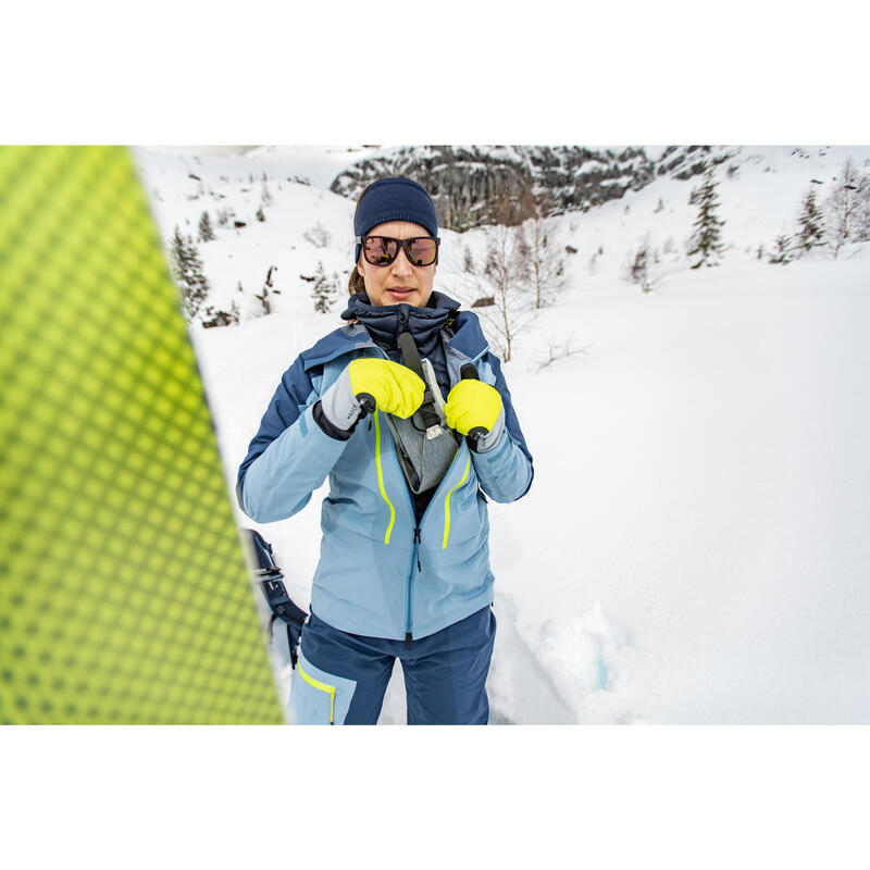Skihandschuhe Fäustlinge Erwachsene Tourenski - 2 in 1 grau/gelb 