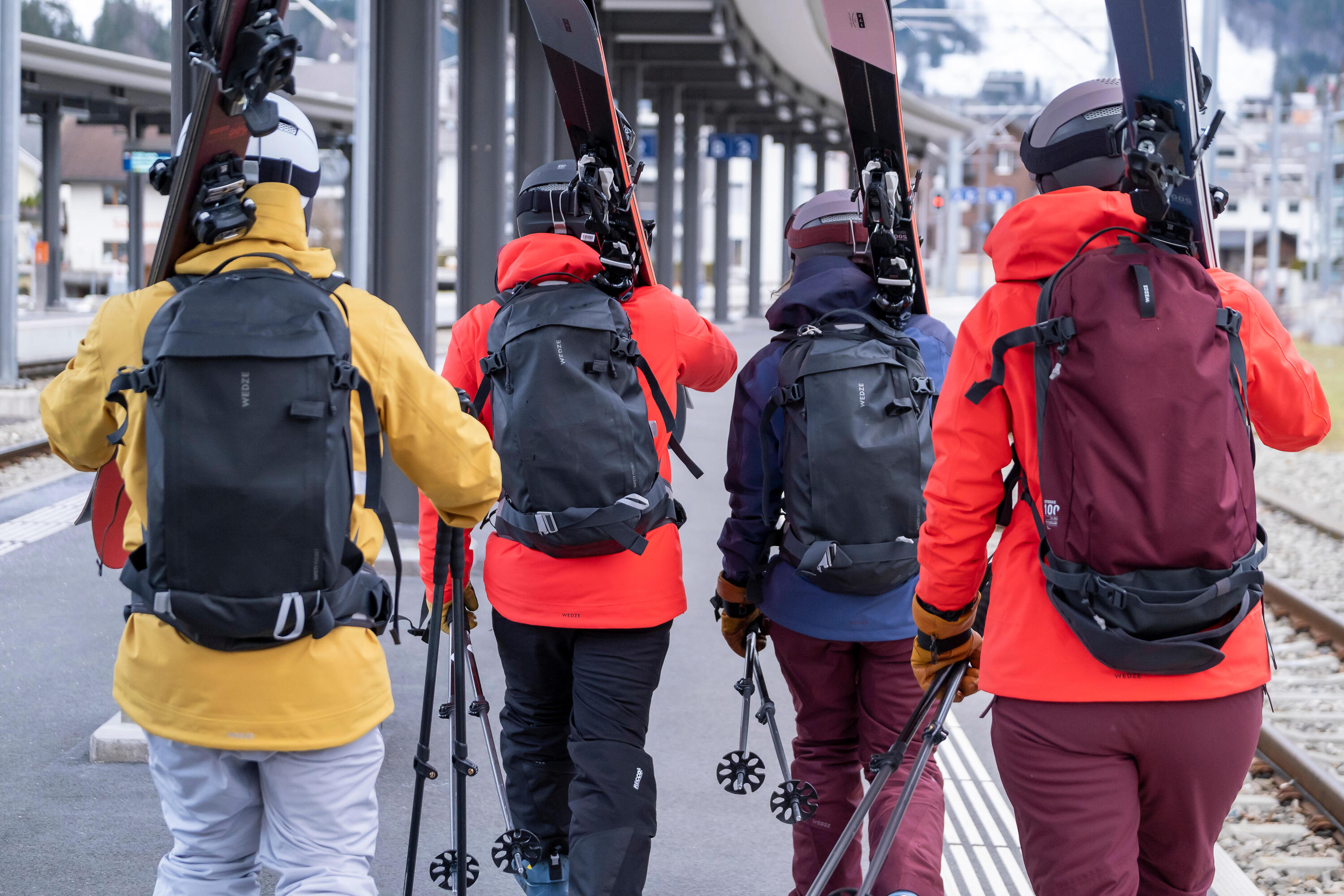 Freeride ski snowboard backpack - FR 100 DEFENSE  - Burgundy 2/25