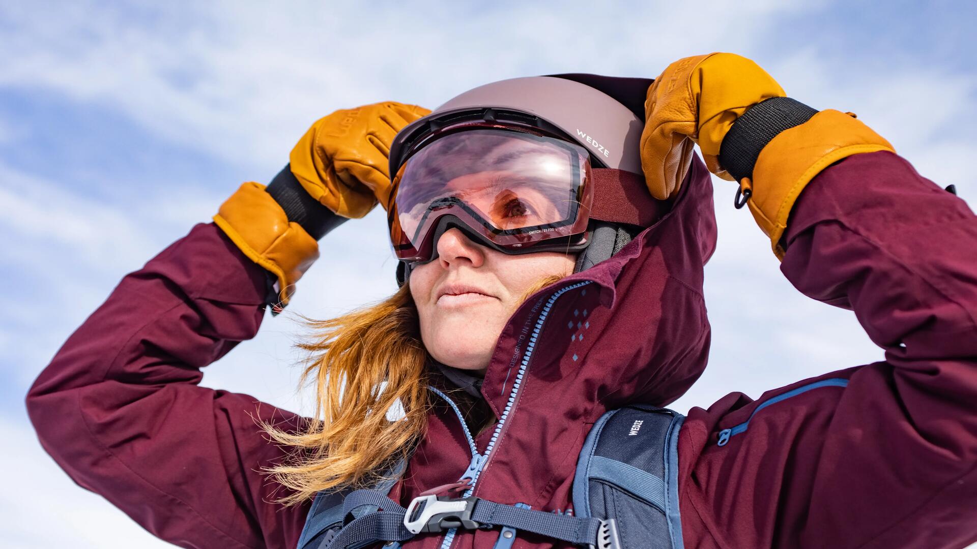 Woman wearing ski goggles