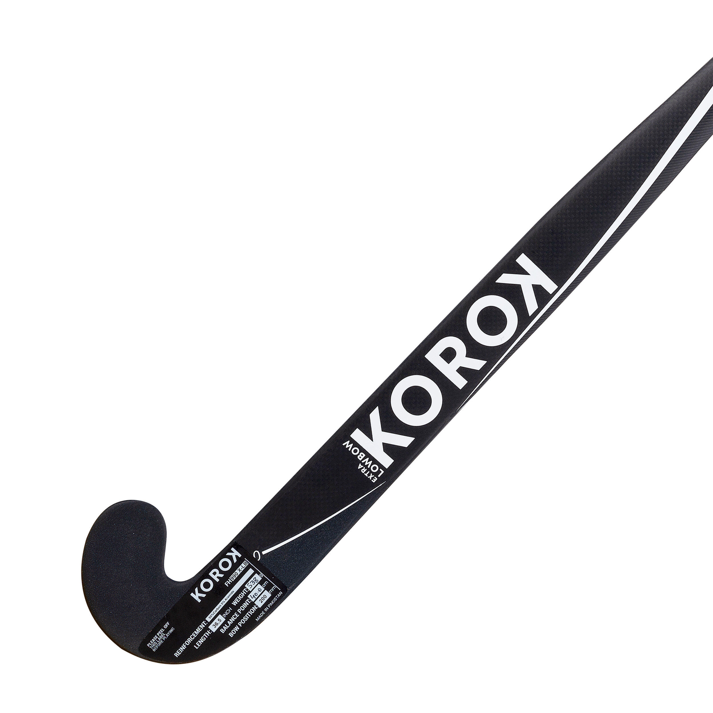 Adult Field Hockey Advanced 95% Carbon Extra Low Bow Stick FH990 - Black/White 10/10