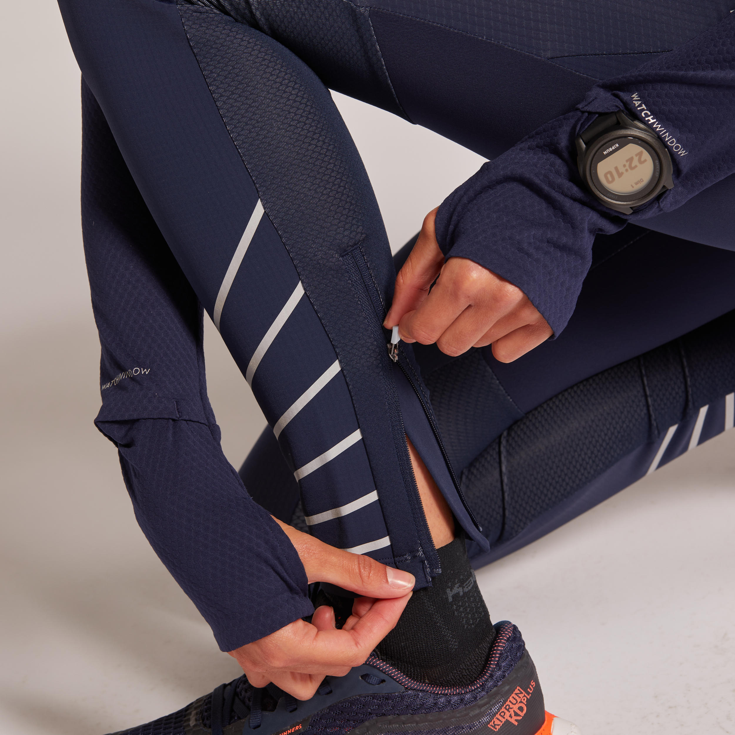 KIPRUN WARM WOMEN'S RUNNING TIGHTS NAVY 6/13