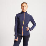 Kiprun Hardloopjack voor dames Kiprun Warm winter koraal/blauw