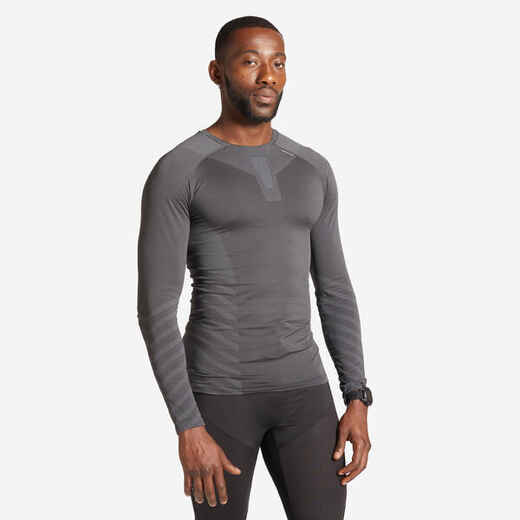 
      Laufshirt langarm Herren atmungsaktiv Winter - Kiprun Skincare grau
  