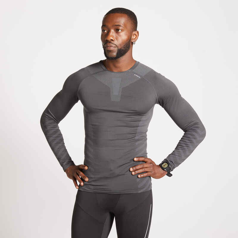 Kiprun Skincare Men's Running Winter Breathable LS Tee-Shirt - Grey