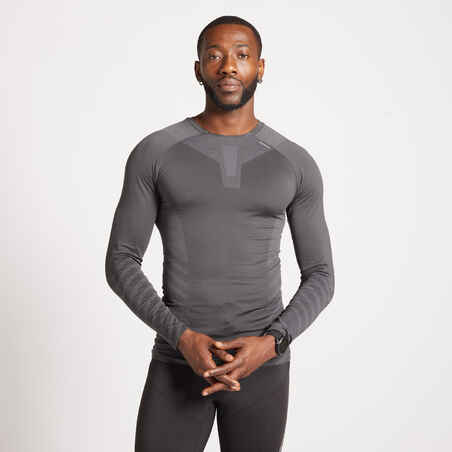 SKINCARE MEN'S RUNNING WINTER BREATHABLE LS TEE-SHIRT - GREY