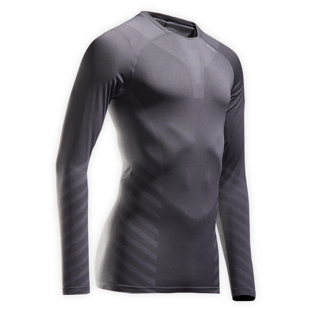 KIPRUN SKINCARE MEN'S RUNNING WINTER BREATHABLE LS TEE-SHIRT - GREY