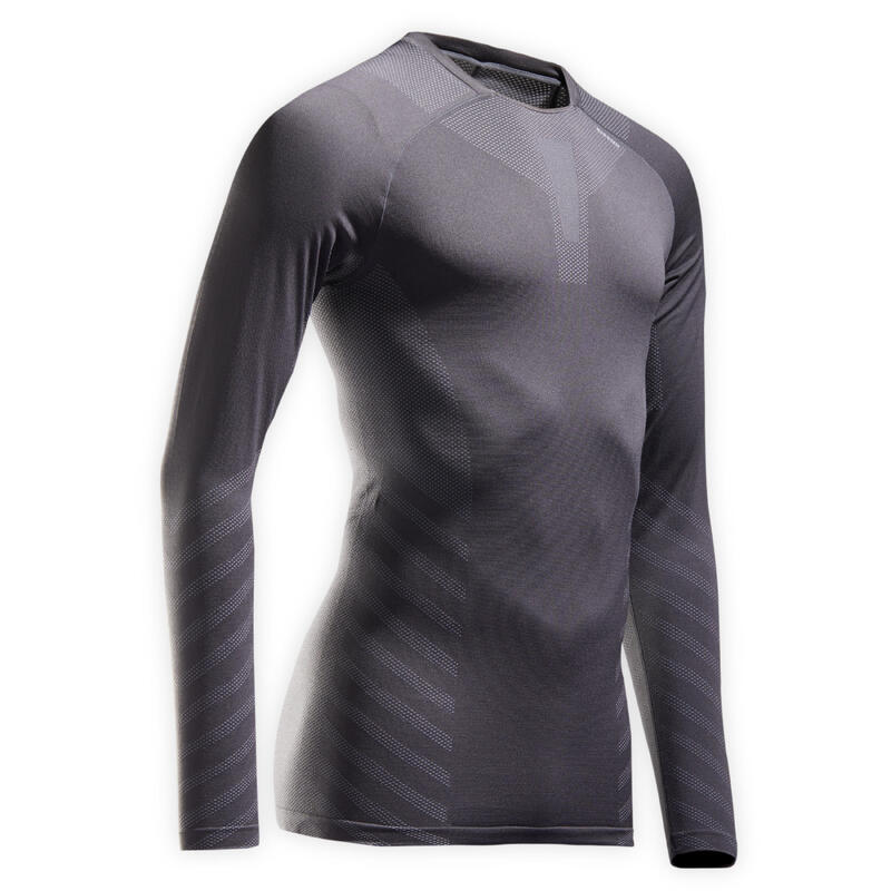 T-shirt de running manches longues slim Homme - KIPRUN Run 500 Sans couture Gris