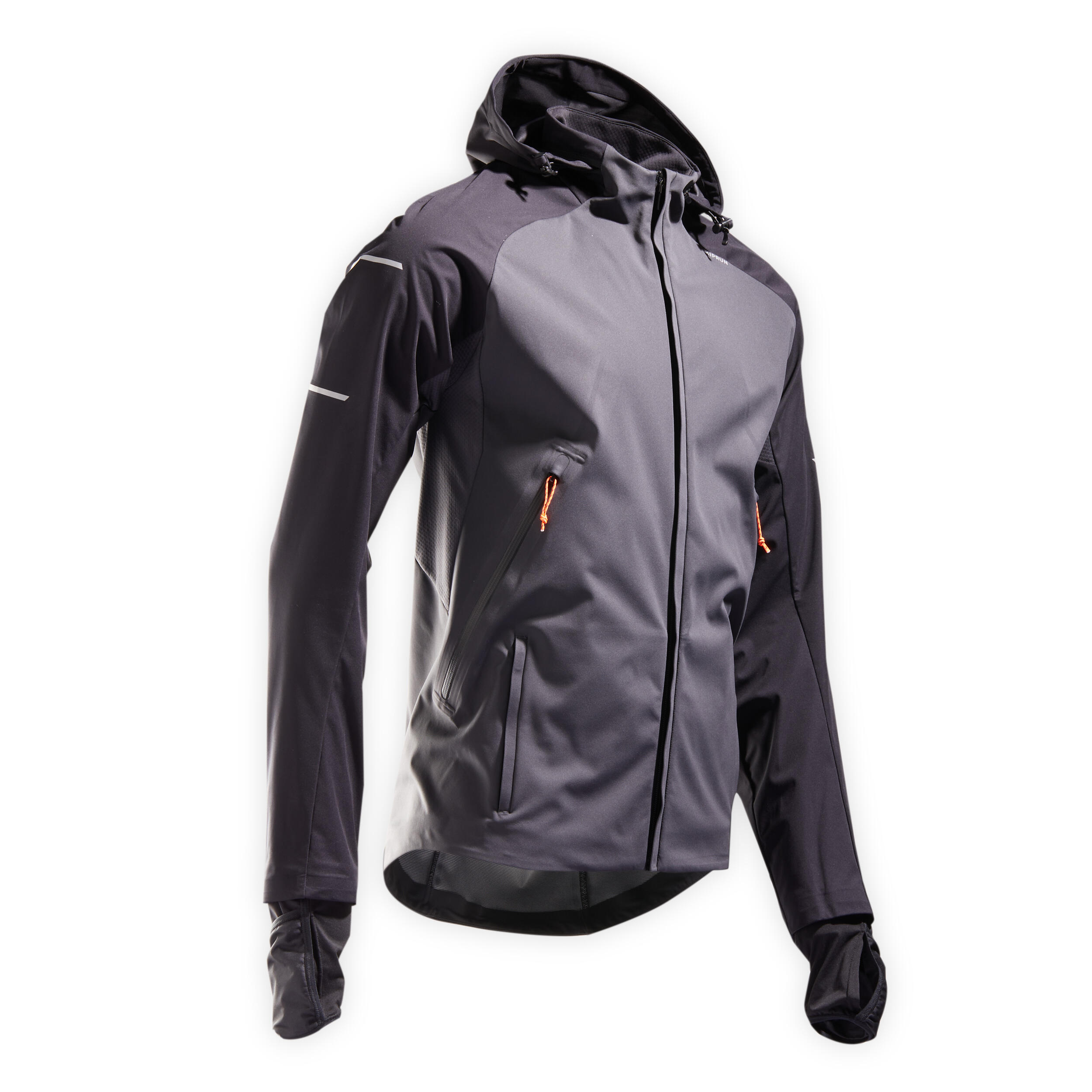 WARM REGUL MEN'S RUNNING WINDBREAKER WATERPROOF GREY BLACK 1/25