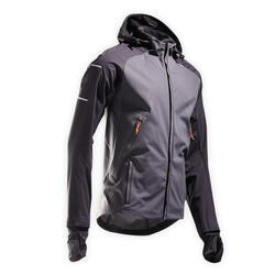 VESTE RUNNING HIVER HOMME DEPERLANTE COUPE-VENT HOMME KIPRUN WARM REGUL GRIS NOI