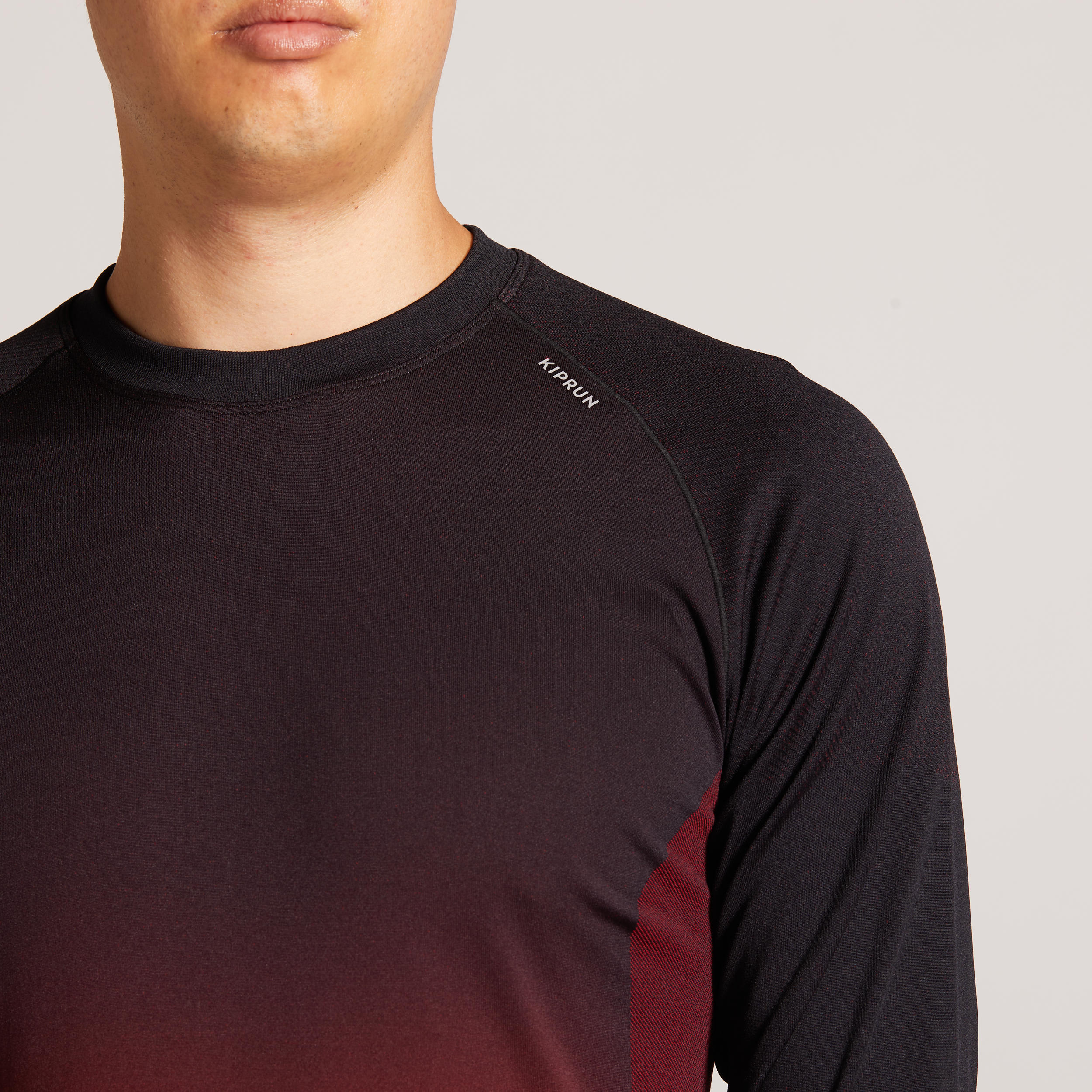 Men's Running Long Sleeved T-shirt Kiprun Care - red black 5/8