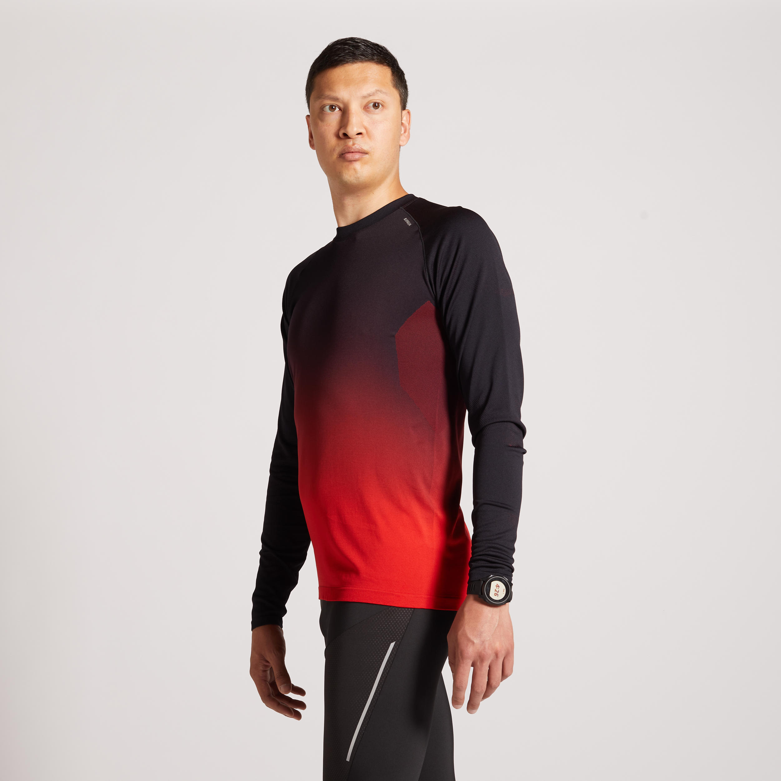 Men's Running Long Sleeved T-shirt Kiprun Care - red black 4/8