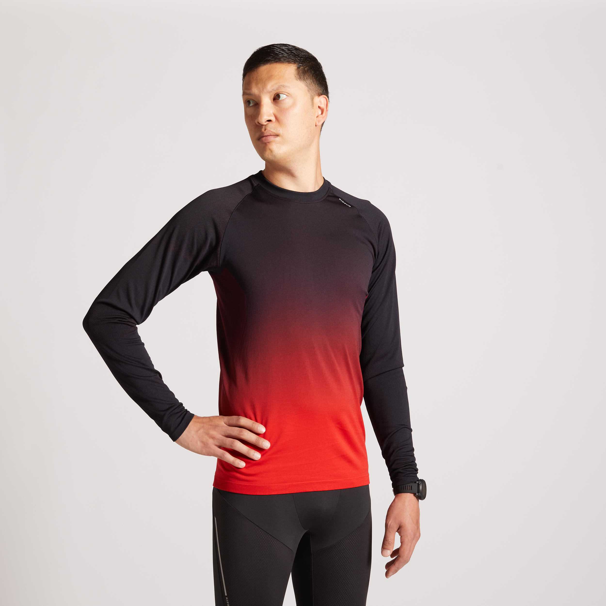 

Men' Running Long Sleeved T-shirt Kiprun Care - red black -  By KIPRUN | Decathlon, Black/red