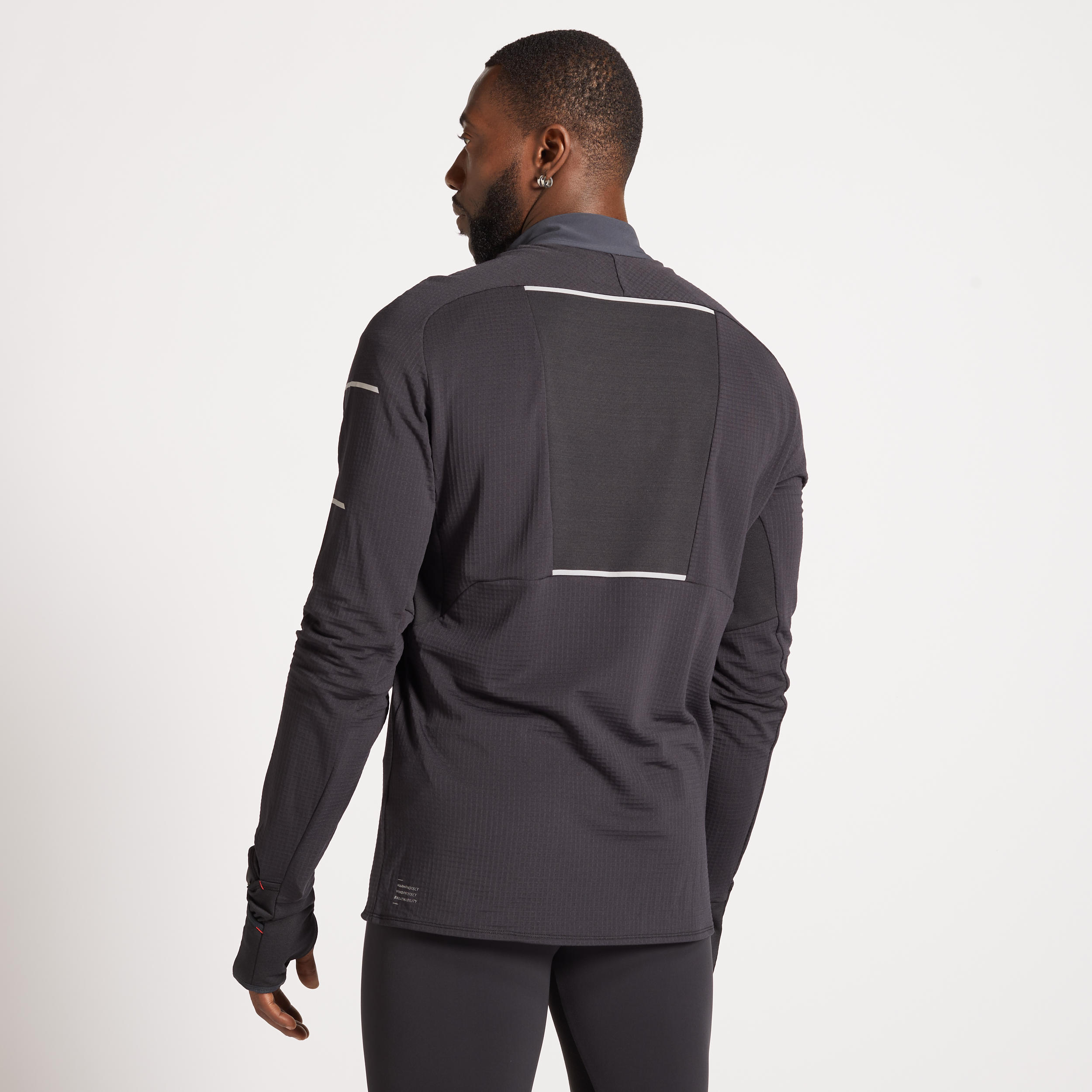 MEN'S RUNNING WINTER LONG-SLEEVED T-SHIRT WARM REGUL-BLACK GREY 15/25