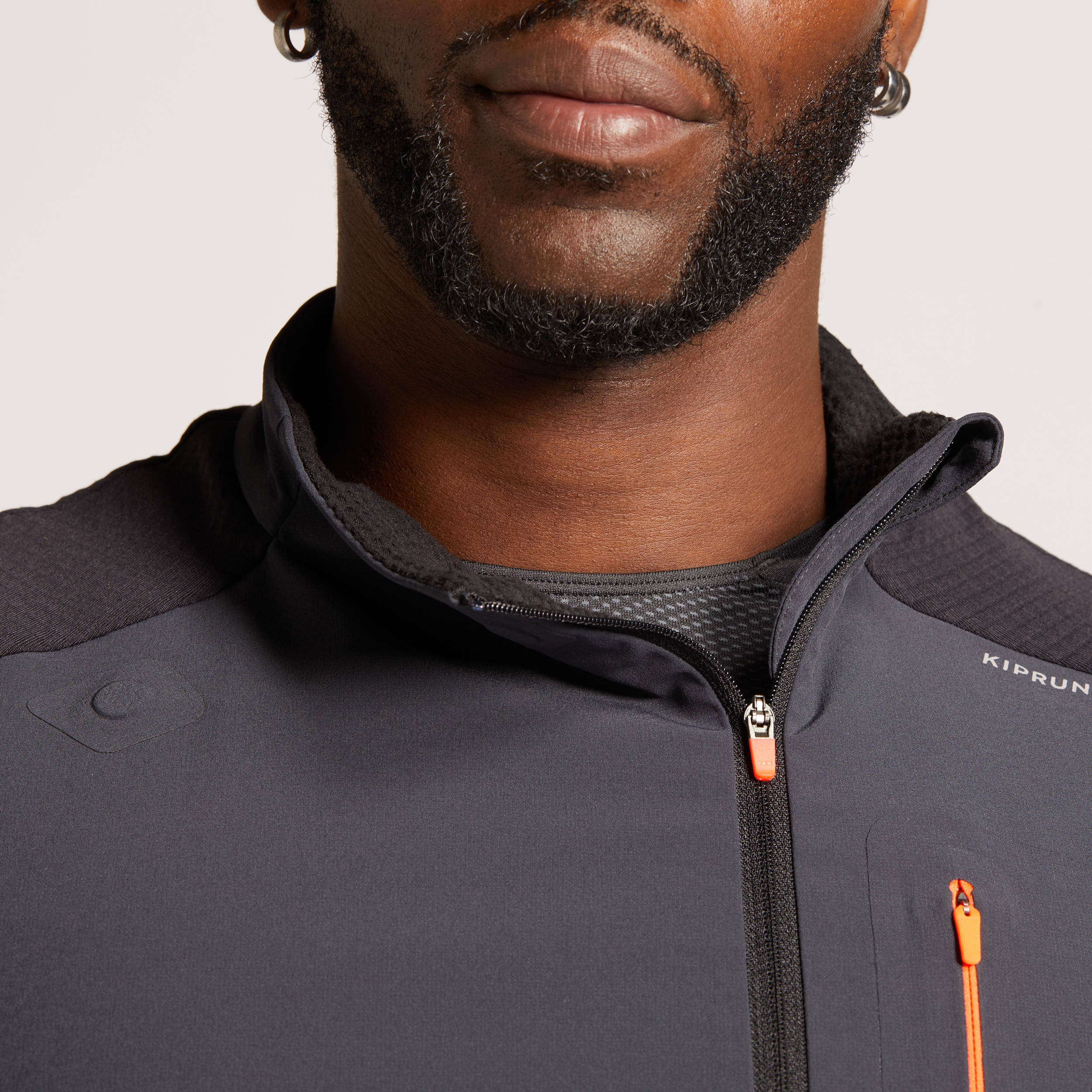 MEN'S RUNNING WINTER LONG-SLEEVED T-SHIRT WARM REGUL-BLACK GREY 12/25