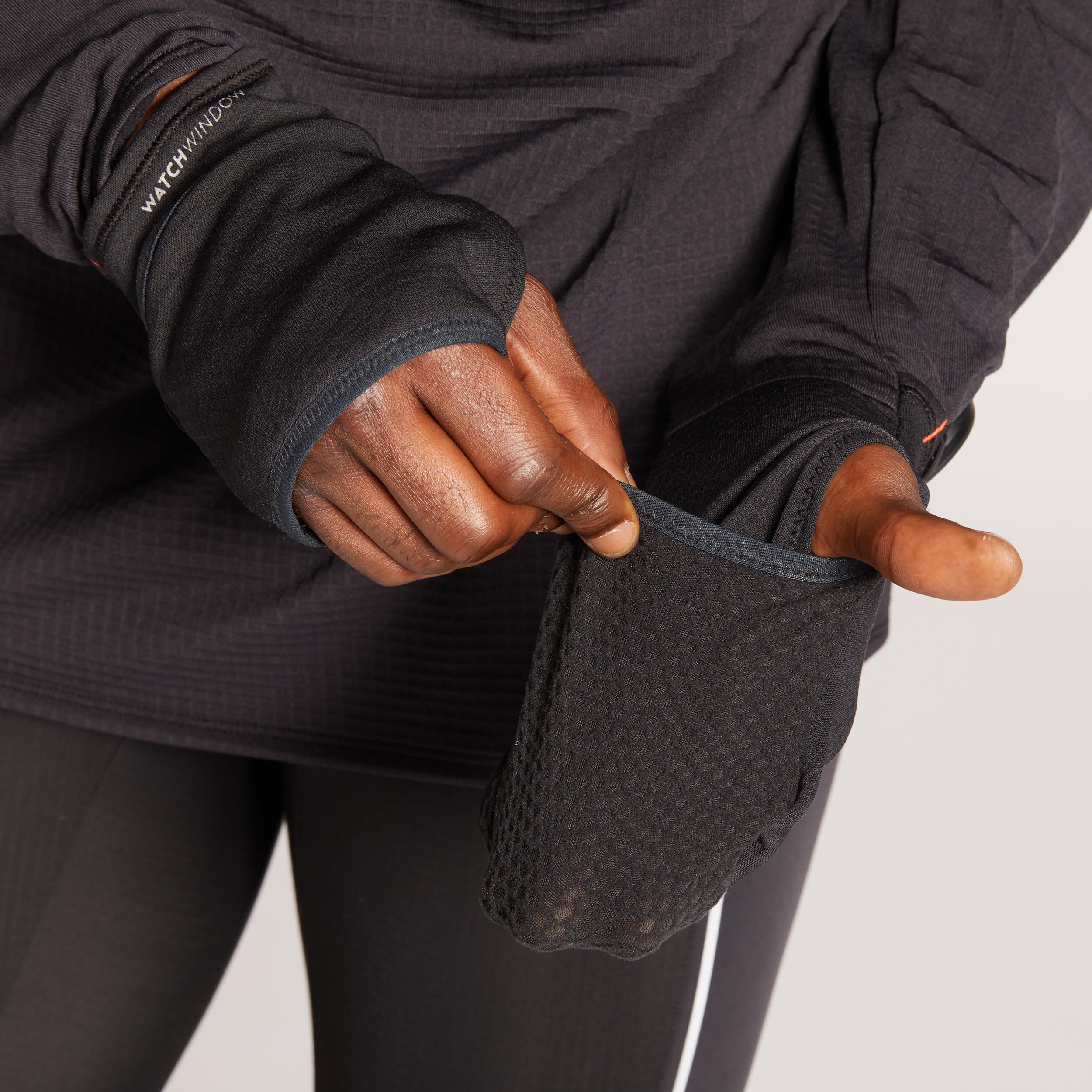 MEN'S RUNNING WINTER LONG-SLEEVED T-SHIRT WARM REGUL-BLACK GREY 11/25
